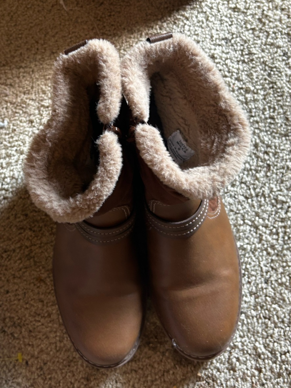 Women’s Tan Faux-Fur Cuffed Ankle Booties